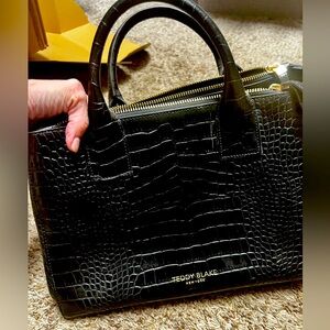 Teddy Blake leather tote. Croc embossed  black